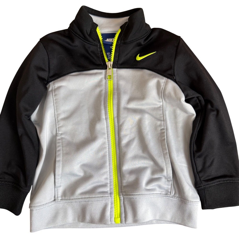 Nike Baby Infant Track Jacket 18M Black Gray Neon‎ Green Zip Up